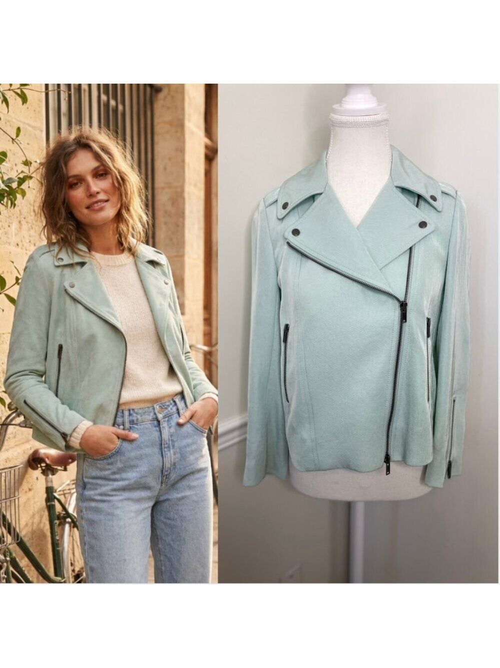 Club Monaco Lightweight Mint Bomber Moto Jacket XS